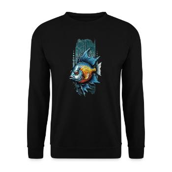 Tropical Tranquility: Azure and Tangerine Fish - Unisex Sweatshirt - black - Front - Alina (178cm) & Michal (187cm)
