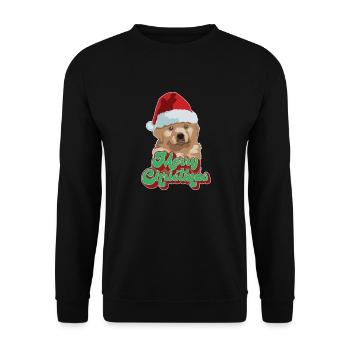 Cadeau de Noël Mignon Drôle de chien Chapeau de Père Noël Joyeux Noël - Sweat-shirt Unisexe - noir - Devant - Alina (178cm) & Michal (187cm)