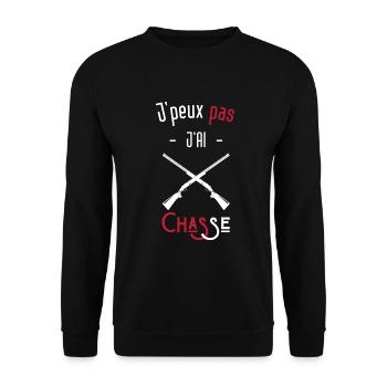 j'peux pas j'ai chasse - Sweat-shirt Unisexe - noir - Devant - Alina (178cm) & Michal (187cm)