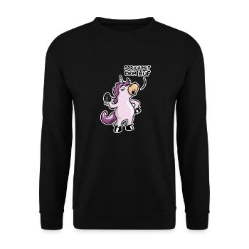 Sprich mit dem Huf - Unisex Pullover - Schwarz - Vorne - Alina (178cm) & Michal (187cm)