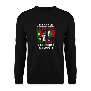Tempête Portugais - Sweat-shirt Unisexe - noir - Devant - Alina (178cm) & Michal (187cm)