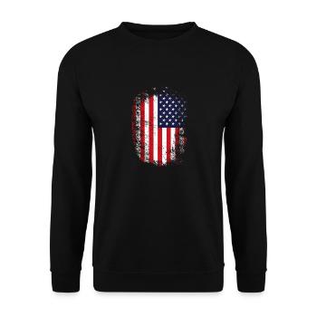 USA FLAG look grunge - Sweat-shirt Unisexe - noir - Devant - Alina (178cm) & Michal (187cm)