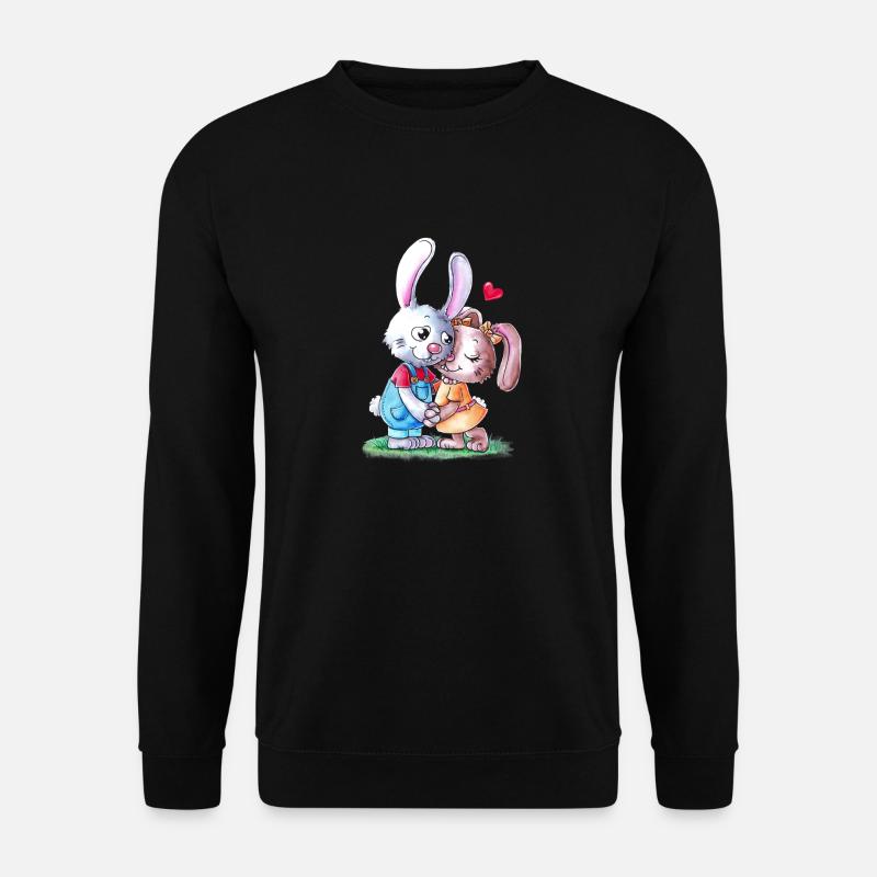 Süßes Comic Osterhasen Paar - Unisex Pullover - Schwarz