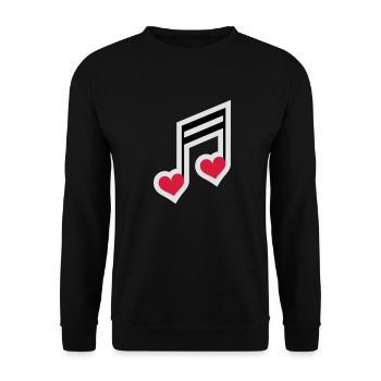 Musiknoten, Herzen, Musik Note, Musiker, Band, Fun - Unisex Pullover - Schwarz - Vorne - Alina (178cm) & Michal (187cm)
