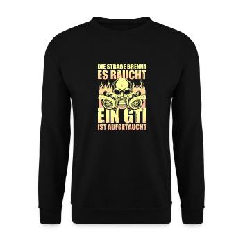 Auto - aufgetaucht - Unisex Pullover - Schwarz - Vorne - Alina (178cm) & Michal (187cm)