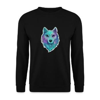 Wolf Kopf Wolfhead Zeichnung Kunst Illustration - Unisex Pullover - Schwarz - Vorne - Alina (178cm) & Michal (187cm)