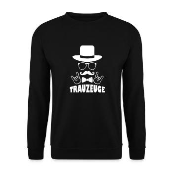 Trauzeuge Braut Geschenk Hochzeit Ehe - Unisex Pullover - Schwarz - Vorne - Alina (178cm) & Michal (187cm)