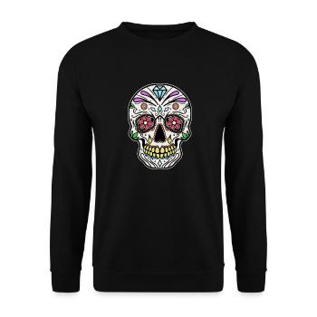 Mexicaines crâne Dia de los Muertos jour - Sweat-shirt Unisexe - noir - Devant - Alina (178cm) & Michal (187cm)