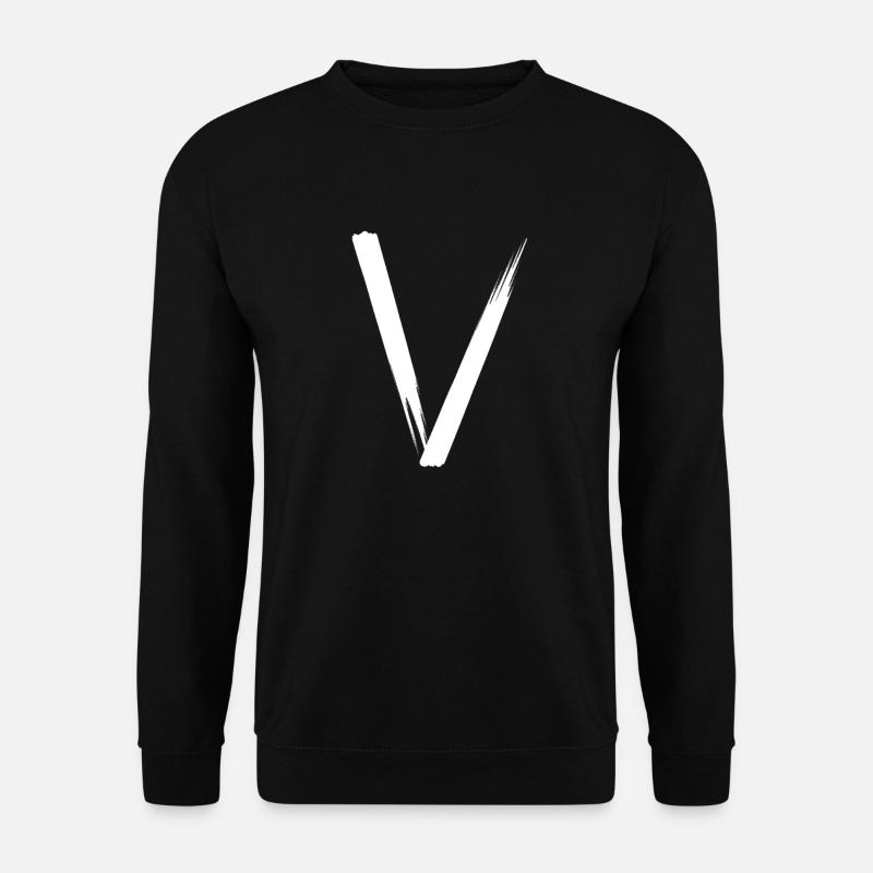 V - Blanc - Sweat-shirt Unisexe - noir