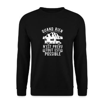 Tout Est Possible Camping-Car Camping Campeur - Sweat-shirt Unisexe - noir - Devant - Alina (178cm) & Michal (187cm)