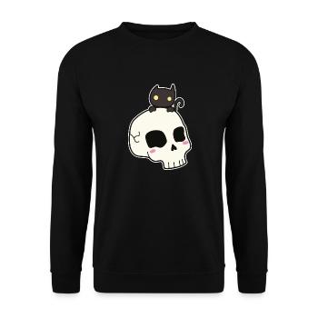 Skull Chat - Sweat-shirt Unisexe - noir - Devant - Alina (178cm) & Michal (187cm)