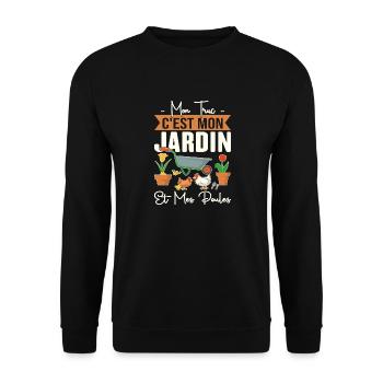 Mon Truc C'est Mon Jardin Et Mes Poules Cadeau - Sweat-shirt Unisexe - noir - Devant - Alina (178cm) & Michal (187cm)