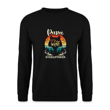 Papa Wolf - Rudel Vatertag Vater Geschenk Familie - Unisex Pullover - Schwarz - Vorne - Alina (178cm) & Michal (187cm)