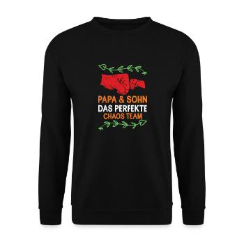 Papa und Sohn Vatertag Geschenk - Unisex Pullover - Schwarz - Vorne - Alina (178cm) & Michal (187cm)