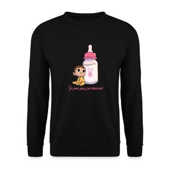 J'peux pas, j'ai biberon ! - Sweat-shirt Unisexe - noir - Devant - Alina (178cm) & Michal (187cm)