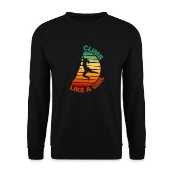 Vintage Climb Like A Girl - Girl Rock Climbing - Unisex Sweatshirt - black - Front - Alina (178cm) & Michal (187cm)