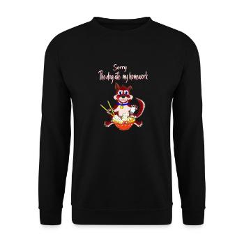 The dog ate my homework - Unisex Sweatshirt - black - Front - Alina (178cm) & Michal (187cm)