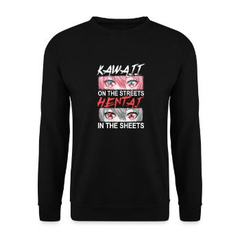 Kawaii on the streets - Hentai in the sheets - Unisex Pullover - Schwarz - Vorne - Alina (178cm) & Michal (187cm)