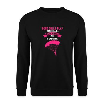 Certaines FILLES jouent avec des poupées Les vraies filles font du parachutisme - Sweat-shirt Unisexe - noir - Devant - Alina (178cm) & Michal (187cm)