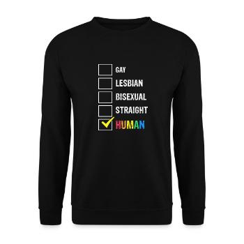 HUMAN Awesome Pride Identification Retro T-Shirt - Unisex Sweatshirt - black - Front - Alina (178cm) & Michal (187cm)