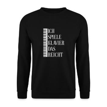 Ich spiele Klavier, Piano, Flügel, Keyboard - Unisex Pullover - Schwarz - Vorne - Alina (178cm) & Michal (187cm)
