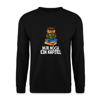 Nur Noch Ein Kapitel Bücher Eule Lesen Bücherwurm - Unisex Pullover - Schwarz - Vorne - Alina (178cm) & Michal (187cm)