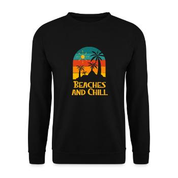 Beaches and Chill Summer Trip Vacation Tropical - Unisex Sweatshirt - black - Front - Alina (178cm) & Michal (187cm)