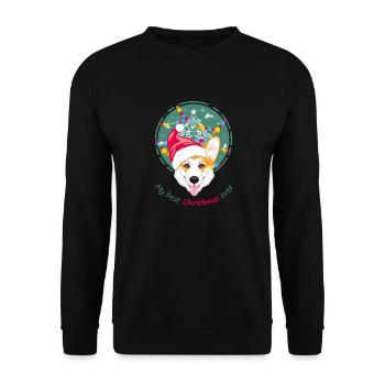 Joyeux corgi gallois au chapeau du Père Noël - Sweat-shirt Unisexe - noir - Devant - Alina (178cm) & Michal (187cm)
