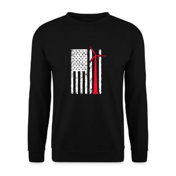 usa flag wind turbine Design for a usa enthusiast - Unisex Pullover - Schwarz - Vorne - Alina (178cm) & Michal (187cm)