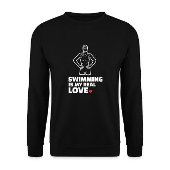 Ich Liebe Schwimmen - Unisex Pullover - Schwarz - Vorne - Alina (178cm) & Michal (187cm)