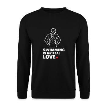 I love swimming - Unisex Sweatshirt - black - Front - Alina (178cm) & Michal (187cm)