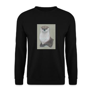 230324 Loutre 3 - Sweat-shirt Unisexe - noir - Devant - Alina (178cm) & Michal (187cm)