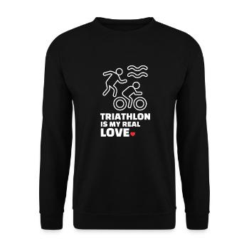 Ich Liebe Triathlon - Unisex Pullover - Schwarz - Vorne - Alina (178cm) & Michal (187cm)