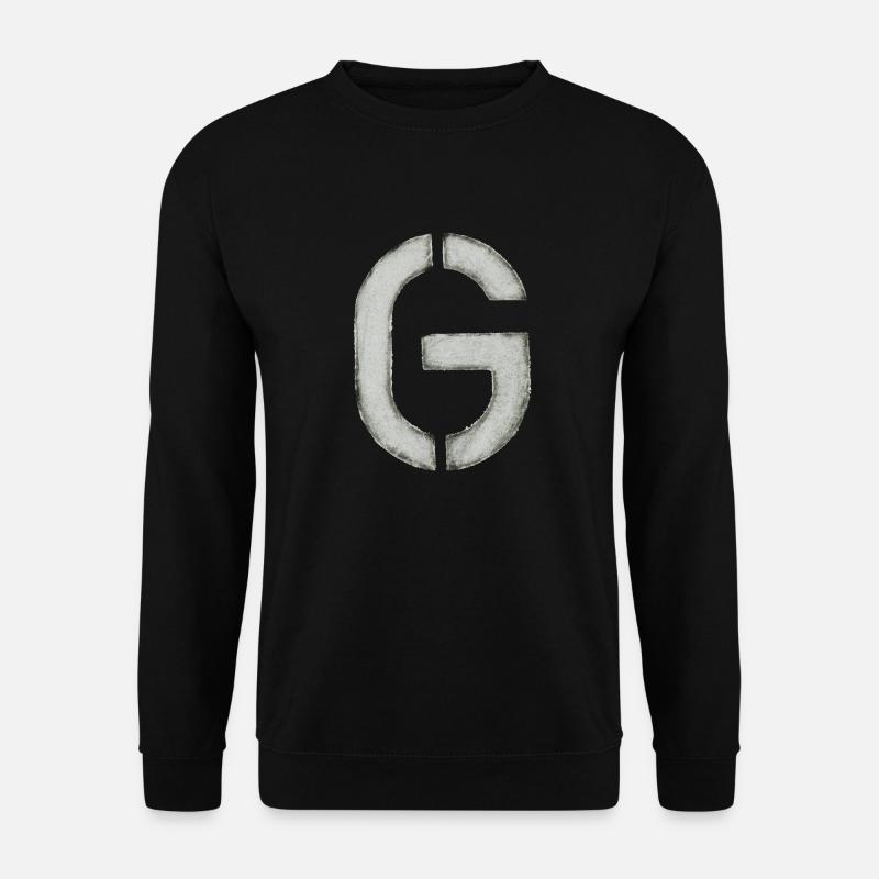 G - Buchstabe (Schablone/ Stencil) - Unisex Pullover - Schwarz