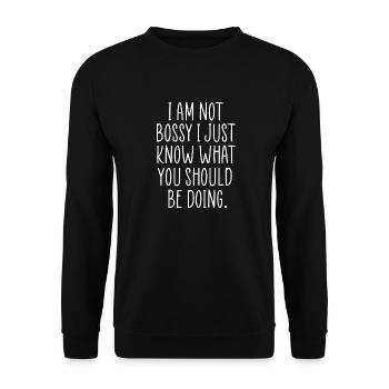 Ich bin nicht herrisch lustiges Zitat - Unisex Pullover - Schwarz - Vorne - Alina (178cm) & Michal (187cm)