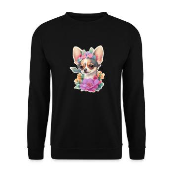 Chihuahua au pastel avec des fleurs - Sweat-shirt Unisexe - noir - Devant - Alina (178cm) & Michal (187cm)
