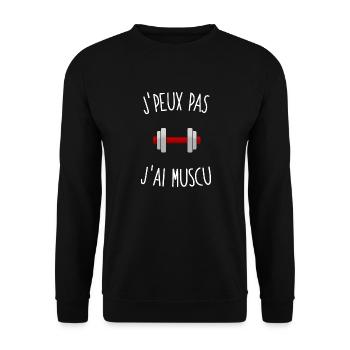 J'peux pas j'ai muscu - Sweat-shirt Unisexe - noir - Devant - Alina (178cm) & Michal (187cm)