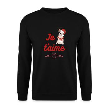 Je t'aime - French Quote - I Love You - Unisex Sweatshirt - black - Front - Alina (178cm) & Michal (187cm)