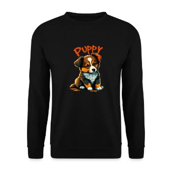Puppy 1 Hundewelpe - Unisex Pullover - Schwarz - Vorne - Alina (178cm) & Michal (187cm)