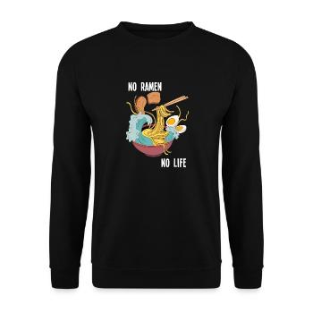 Kein Ramen Kein Leben Japanische Nudeln Anime Ramen Geschenk - Unisex Pullover - Schwarz - Vorne - Alina (178cm) & Michal (187cm)