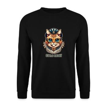 Cool und Stylo Miau - Unisex Pullover - Schwarz - Vorne - Alina (178cm) & Michal (187cm)