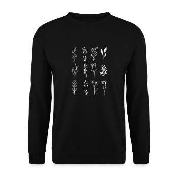 Fleurs sauvage minimaliste -idée cadeau botanique - Sweat-shirt Unisexe - noir - Devant - Alina (178cm) & Michal (187cm)