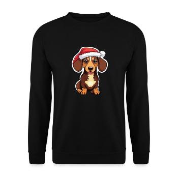 Dachshund with Christmas - Unisex Sweatshirt - black - Front - Alina (178cm) & Michal (187cm)