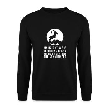 Hiking - Mountain Goat - Funny - Unisex Sweatshirt - black - Front - Alina (178cm) & Michal (187cm)