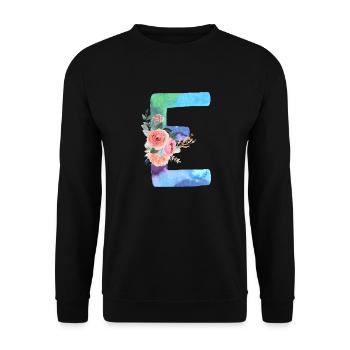 Buchstabe E Aquarell - Unisex Pullover - Schwarz - Vorne - Alina (178cm) & Michal (187cm)