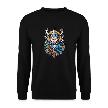 Wikinger Odin Thor Walhalla - Unisex Pullover - Schwarz - Vorne - Alina (178cm) & Michal (187cm)
