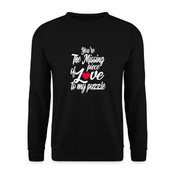 Valentinstag 2024 Lustige Zitate Lovers Day Geschenk - Unisex Pullover - Schwarz - Vorne - Alina (178cm) & Michal (187cm)