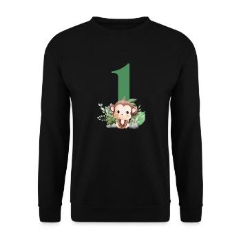 1st Birthday Monkey Safari - Unisex Sweatshirt - black - Front - Alina (178cm) & Michal (187cm)