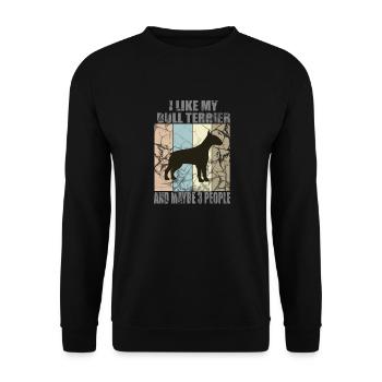 ICH MAG MEINEN BULLTERRIER - Unisex Pullover - Schwarz - Vorne - Alina (178cm) & Michal (187cm)