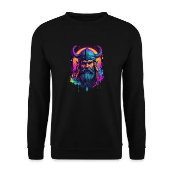 Farbenfroher Wikinger - Unisex Pullover - Schwarz - Vorne - Alina (178cm) & Michal (187cm)